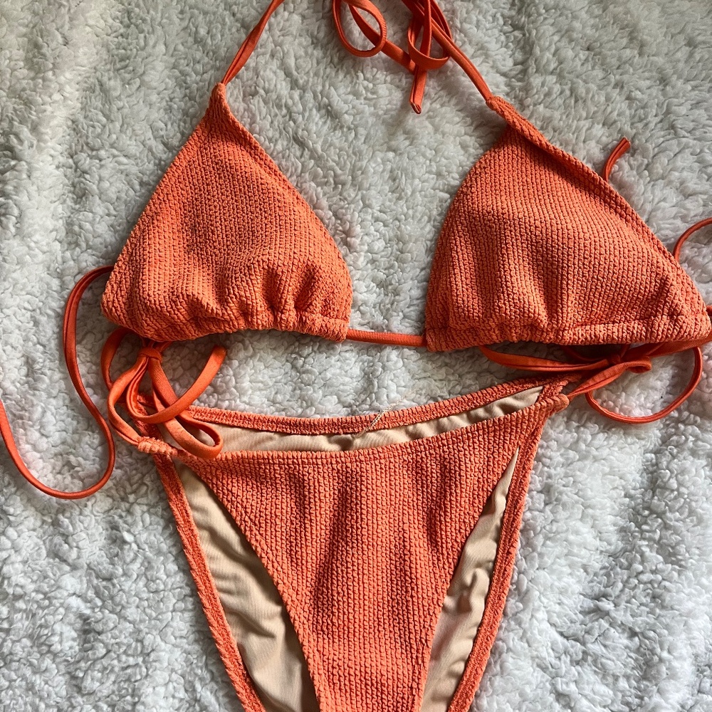 Orange triangle bikini set